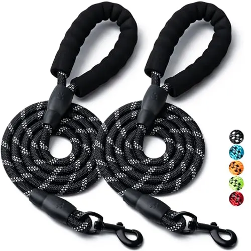 BOOMIBOO two-pack of black rope dog leashes