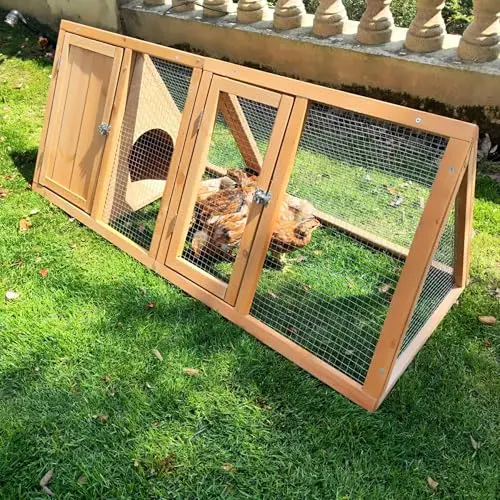 Kecreque wooden A-frame rabbit hutch and run cage with wire mesh