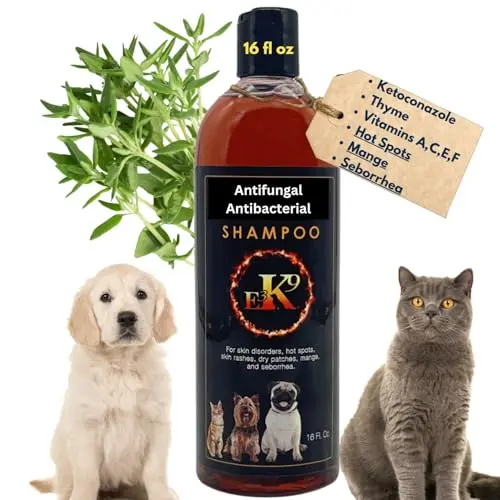 E3K9 medicated antifungal dog and cat shampoo gel for mange and yeast