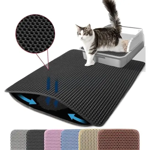 Black Petinstinct honeycomb double-layer cat litter mat