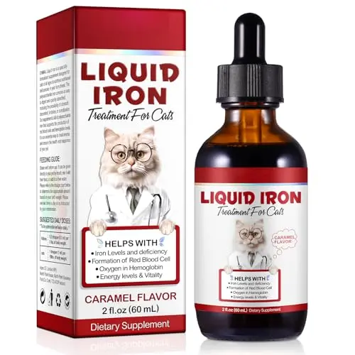 ALIVO liquid iron drops for cats in a red bottle with dropper