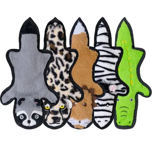 SHARLOVY multi-animal plush dog toys with tough layers