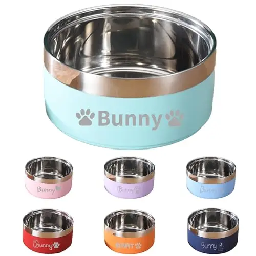 BUGMKCS personalized stainless steel dog bowl with engraved name