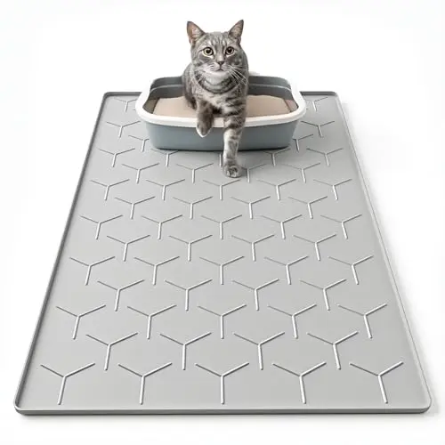 Gray Garoopion silicone litter mat with raised edges