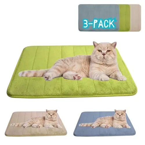 2ME Washable Pet Bed Mats 3-Pack in Blue, Green, and Khaki
