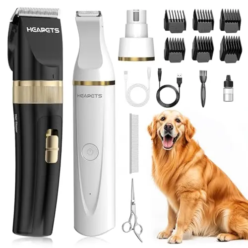 HEAPETS black and white dog clipper kit with nail grinder and attachments
