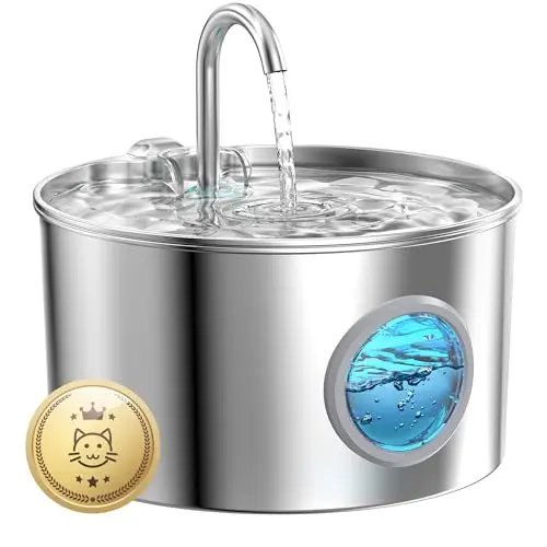GIOTOHUN round stainless steel cat water fountain with faucet mode
