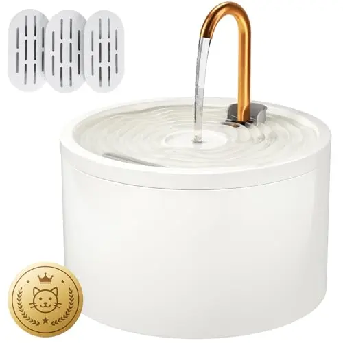 DOOOB white ceramic cat water fountain with faucet design