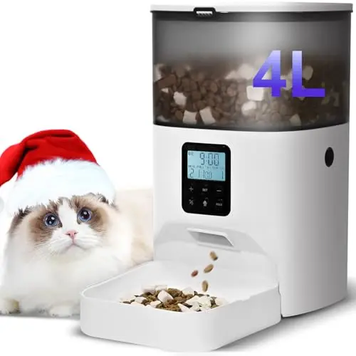 ANDOLL HOME 4L automatic cat feeder with voice recorder, desiccant box, and dual power options for fresh feeding