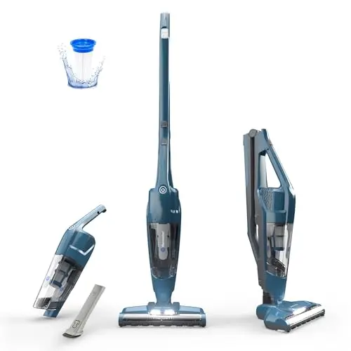 Vacmaster cordless stick vacuum with LED headlight in a car interior
