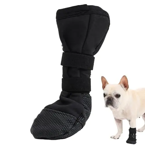 ETIAL black dog bootie with anti-slip sole for injured paws