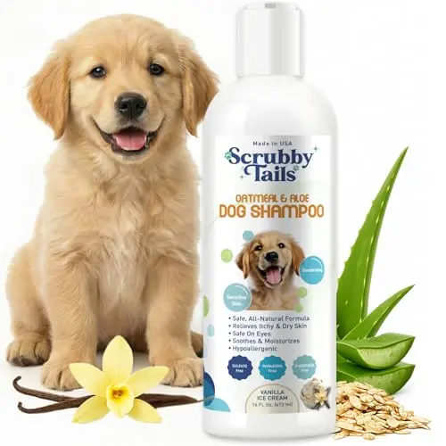 Scrubby Tails Organic Oatmeal Dog Shampoo in Vanilla Ice Cream scent
