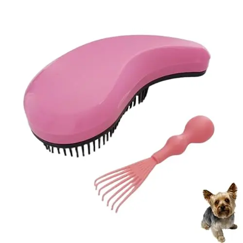 MAEELOU pink puppy brush with soft bristles for small dogs like Maltese