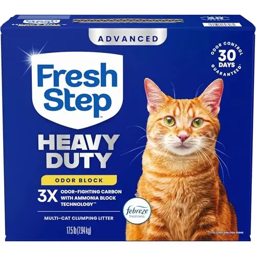 Fresh Step Heavy Duty Clumping Cat Litter box with black carbon granules