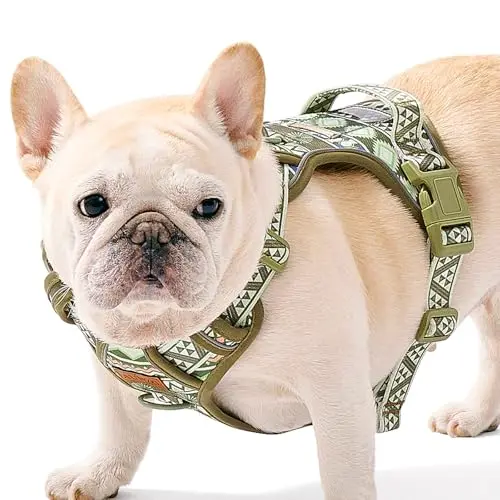 AUNZO dog vest harness with reflective trim and easy neck buckle