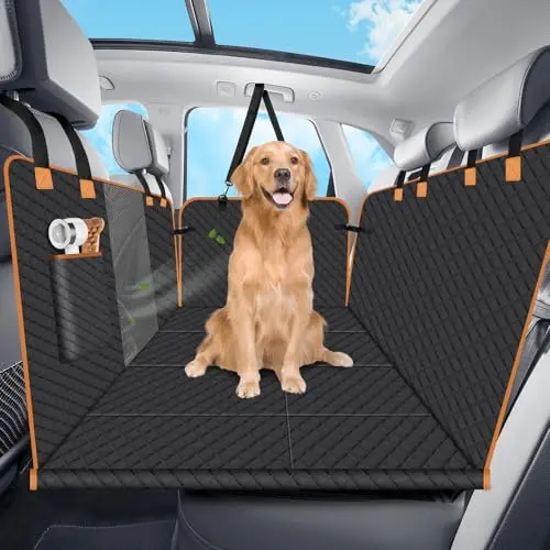 Lekespring hard bottom dog car seat cover with mesh window and waterproof oxford cloth