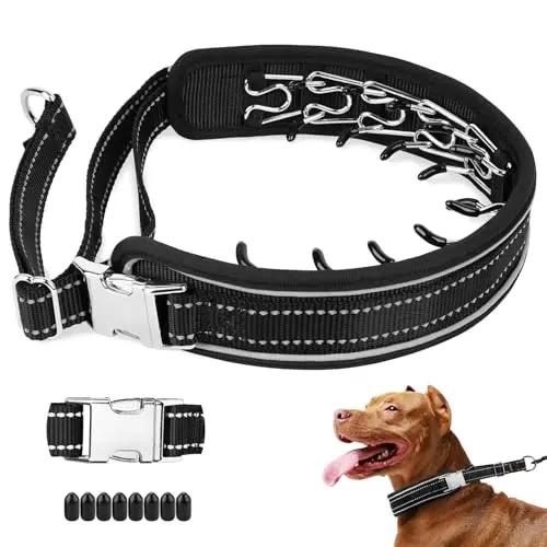Mayerzon covered prong collar for large dogs in black