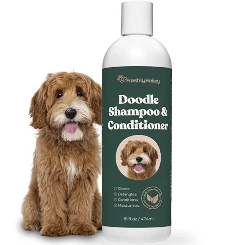 Freshly Bailey unscented dog shampoo and conditioner for doodles and poodles