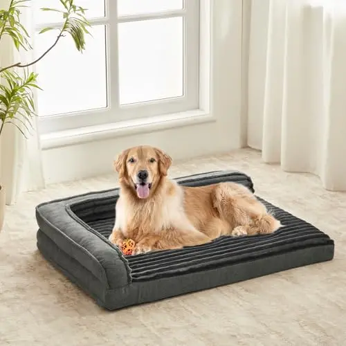 WINDRACING L-Shape Orthopedic Dog Bed for Large Dogs