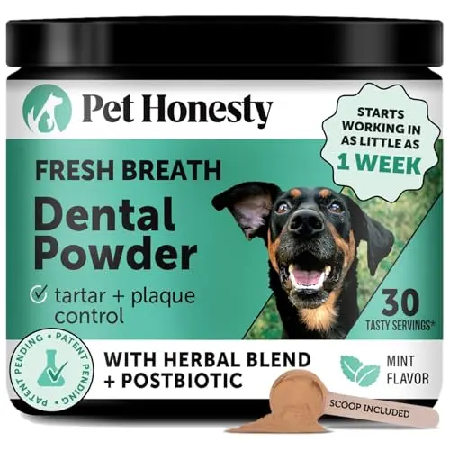 Pet Honesty dental powder with mint flavor for dog breath freshener