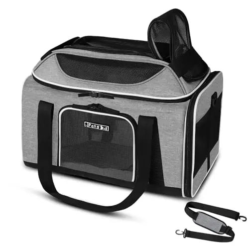 Petskd grey top-expandable pet carrier for small pets on airplanes