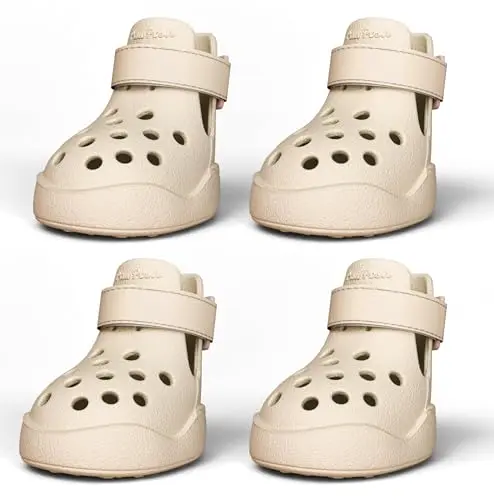 PawPosh beige perforated dog sandals or clogs