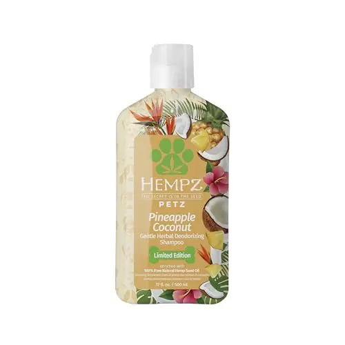 Hempz Pet Shampoo bottle with tropical coconut and pineapple scent