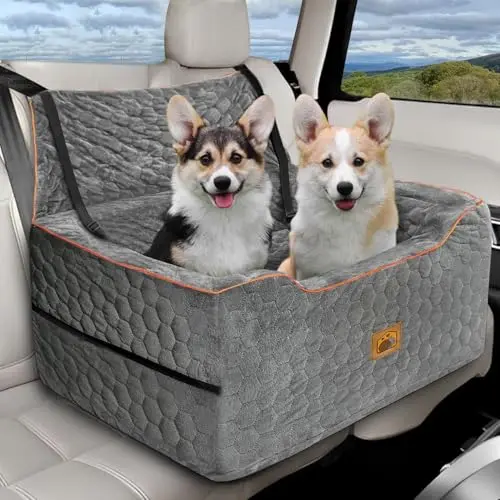 Melafa365 dog booster seat with elevated cushion in gray color