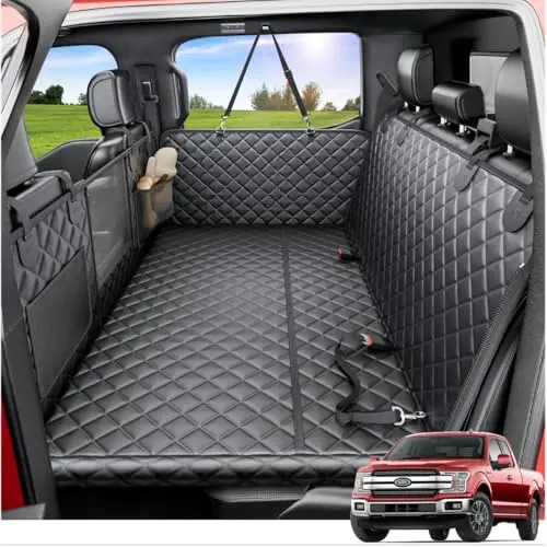 REEVAA XL dog seat cover with honeycomb hard bottom in a truck