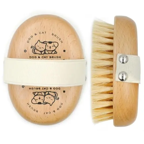 Menesia soft bristle dog palm brush with a light beechwood handle.