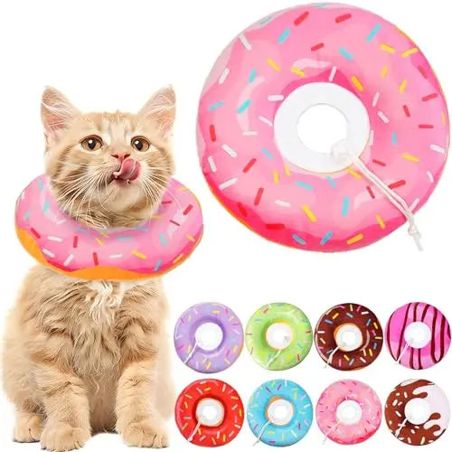 Hpetppy pink donut-shaped soft recovery collar for cats and small dogs
