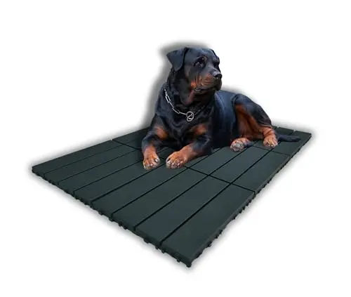 MrHN black dog kennel flooring with interlocking plastic pieces