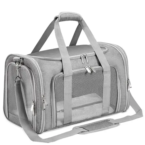 LEHNI collapsible cat carrier with steel cage structure
