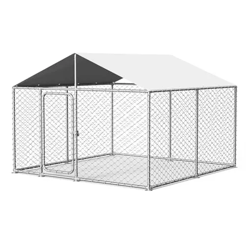 Docagt silver 7.8x7.8 foot square outdoor dog kennel with a full waterproof Oxford cloth cover