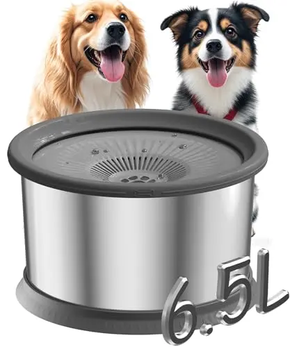 Xetino 6.5L stainless steel slow-drinking dog bowl with included filters