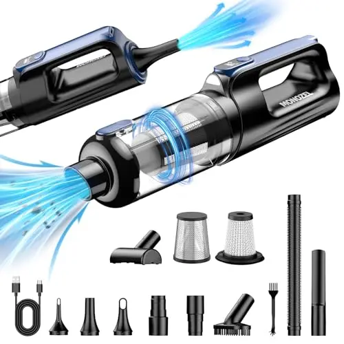 MONOZEL blue cordless handheld vacuum with brushless motor and multiple nozzles