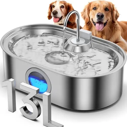 ECOCONUT 13-liter stainless steel dog fountain with deep tray