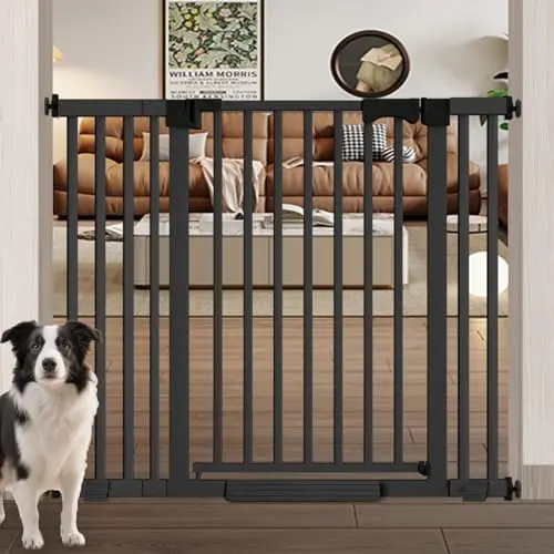 Amibud 41-inch tall black metal baby gate for big dogs