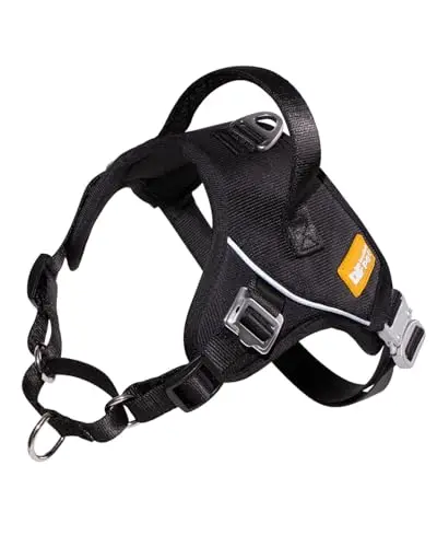 DF No Pull Step-in Martingale Dog Harness in black with silent metal buckles