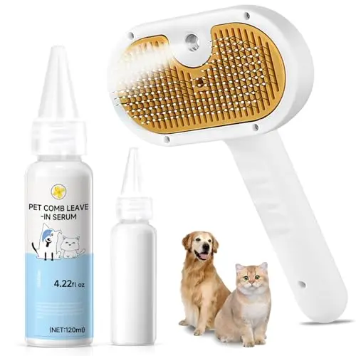 VVWVVW pet steam brush with ultrasonic mist technology and self-cleaning