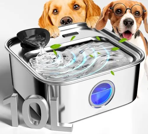 oneisall 10-liter stainless steel dog water fountain with deeper tray