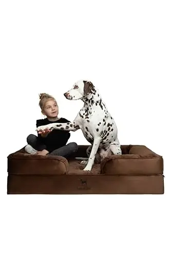 NOAH & PAW XL Dog Bed with brown velvet sofa-style design