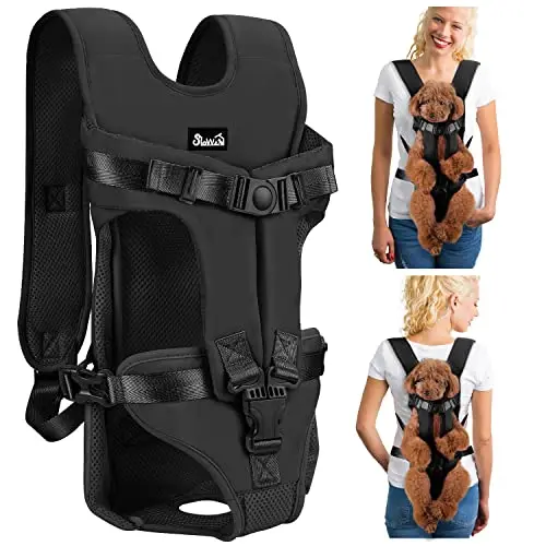 Lukovee hands-free dog front carrier with legs-out design and adjustable straps