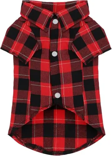 Paiaite red plaid cotton dog shirt on a large breed