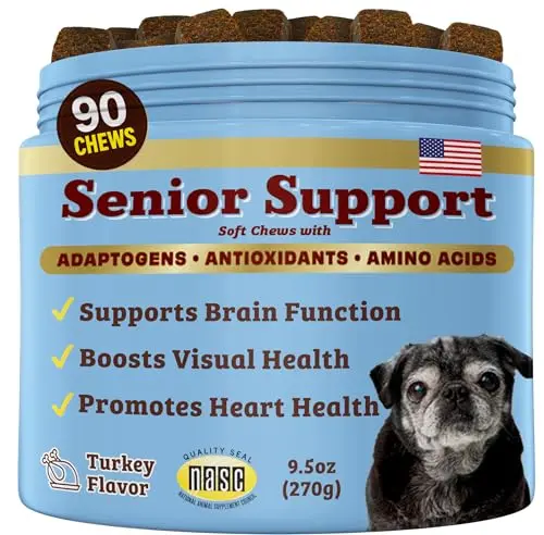 Natural Dog Company Senior Dog Vitamins Chew for cognitive, heart, and eye health
