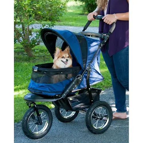 Pet Gear Jogger stroller with airless tires and no-zip entry in navy