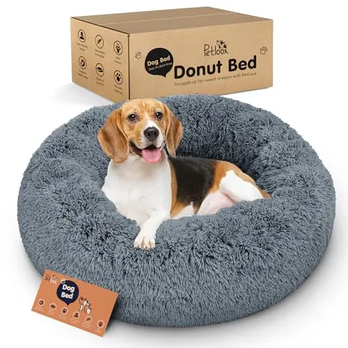 Petloox donut dog bed in dark grey with ultra-plush support