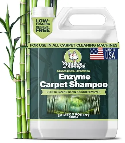 Sprinkle & Sweep enzyme carpet shampoo bottle for machines