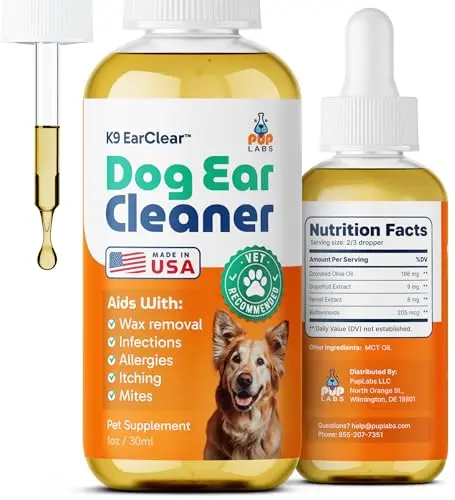Pup Labs Ear Clear natural dog ear cleaner dropper bottle