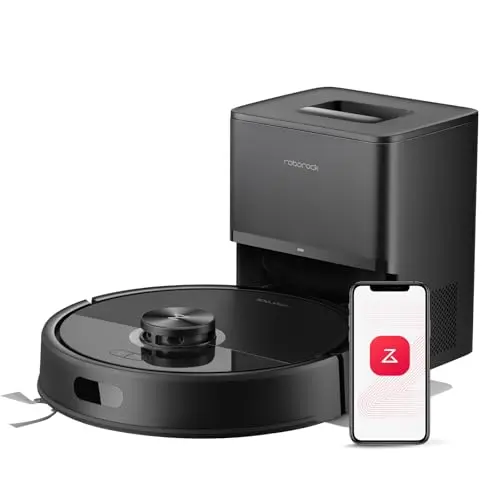 roborock Q7 M5+ black robot vacuum with auto-empty dock
